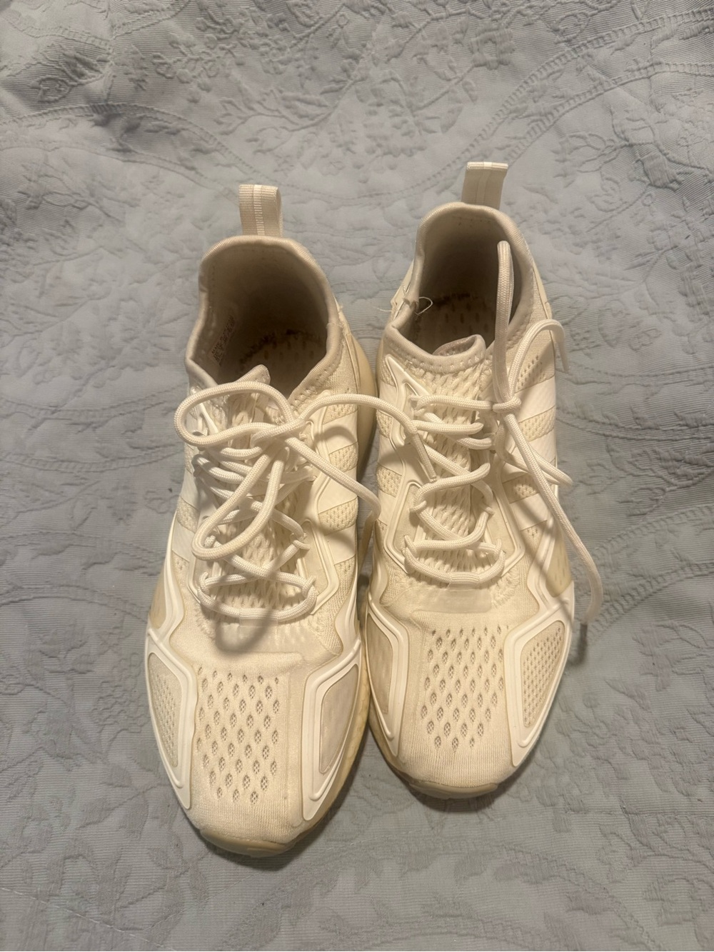 Adidas Women’s 7.5 Cream Athletic Sneakers - Lightweight Lace-Up